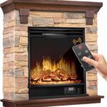 KESSER® Elektrokamin Standkamin - Kamin elektrisch mit LED 3D-Flammeneffekt, Mit Heizung Heizfunktion, Elektro Kamin mit 1800W Leistung, Timer, Thermostat, Fernbedienung, dimmbar, Natur/Braun