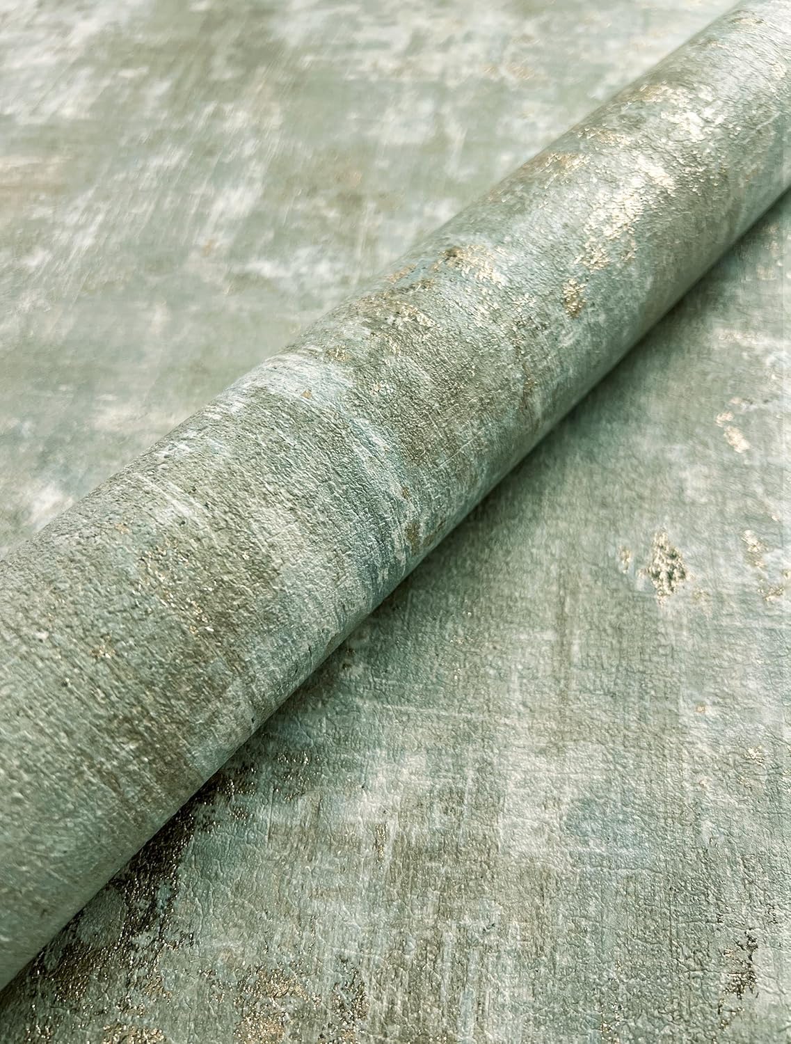 Newroom Tapete Grün Vlies Betonoptik - Industrial Putzstruktur Metallic Glanz für Wohnzimmer Schlafzimmer – Bild 2