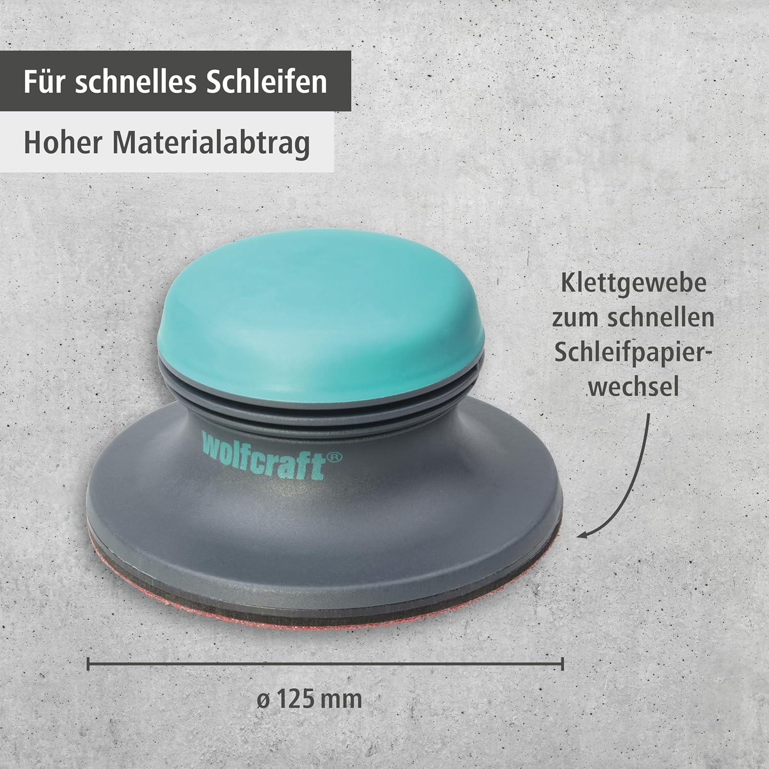 wolfcraft Flächenschleifer I 5894000 I mit Klettgewebe zum schnellen Schleifpapierwechsel I Ø 125 mm I für schnelles Schleifen - Made in Europe – Bild 2