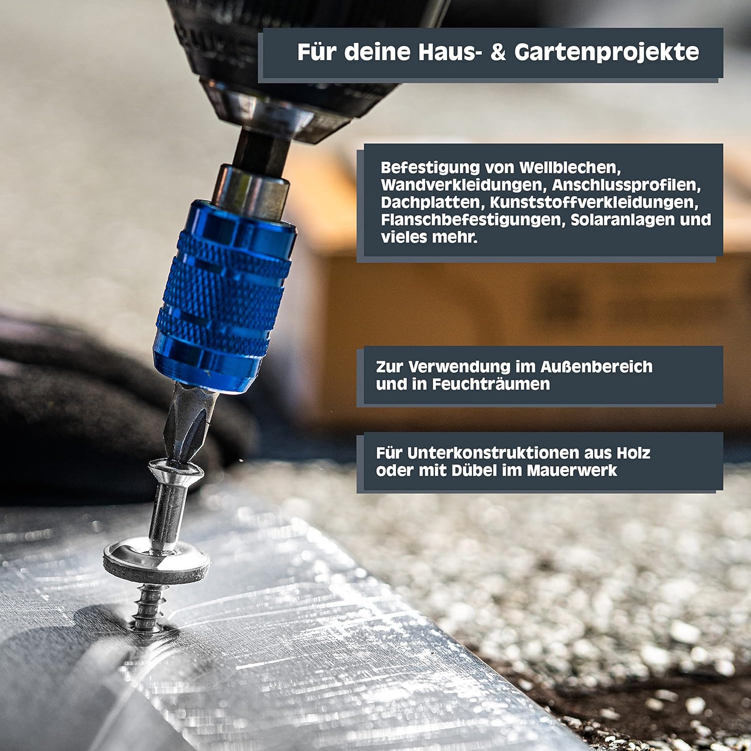 HELPMATE – Spenglerschrauben 4,5x25 mm – 50 Stück – Edelstahl A2 – DIN 7995 – PZ2 – Dachdeckerschrauben mit Linsenkopf, Tellerscheibe & EPDM-Dichtung – Silber – Bild 4