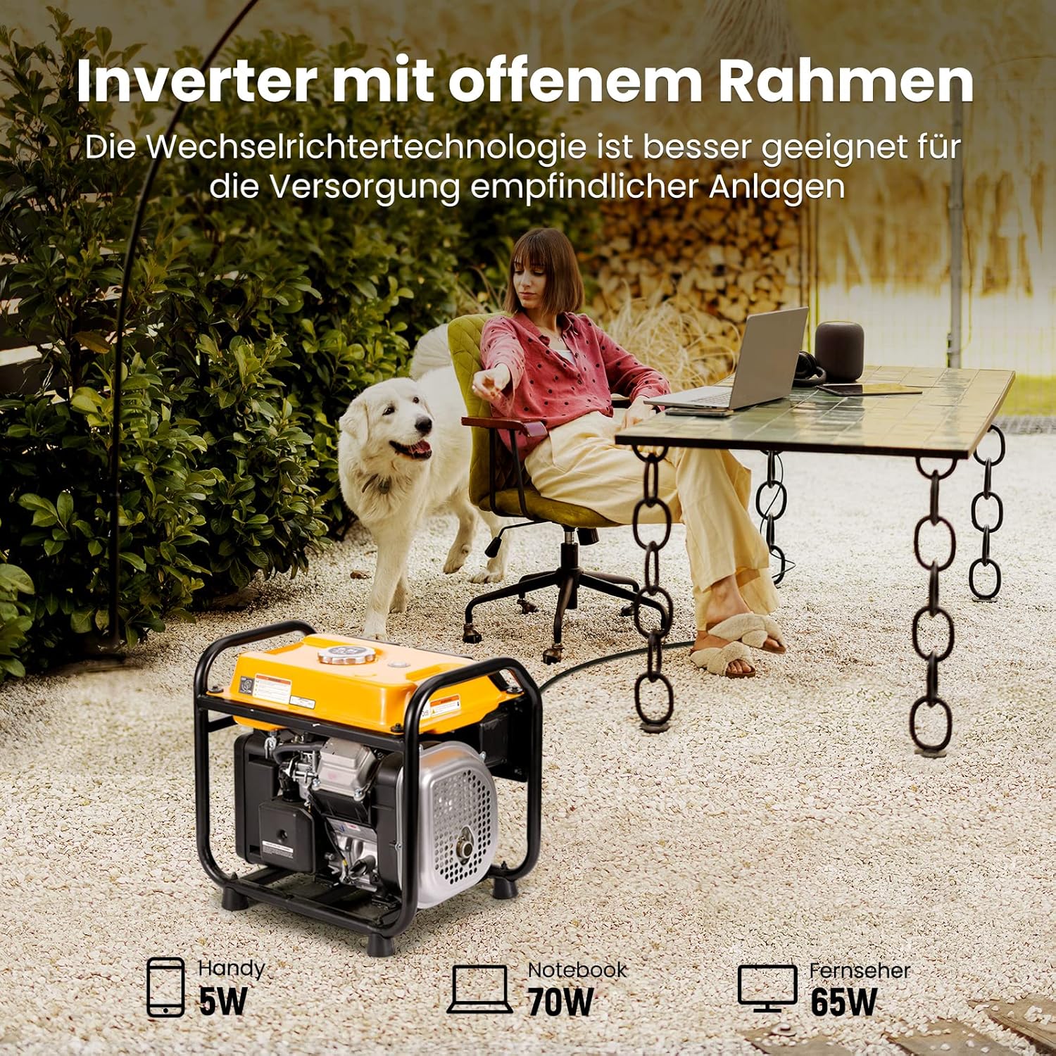 3200W Inverter-Generator, Benzin 4-Takt Backup-Stromversorgung mit Parallell-Funktion, mit AC/DC/USB-Ausgängen für Garten, Arbeitsplatz, Haus, Garage und mehr – Bild 2