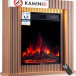 Elektrokamin Matti - Elektrischer Standkamin mit Heizung, 3D-Flammeneffekt, LED-Ambientelicht, Fernbedienung - 32 Zoll (Paneel)
