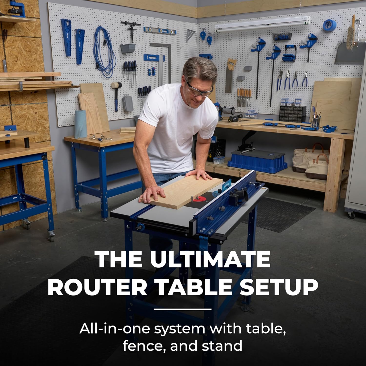 Kreg robuster Präzisions Frästischsystem PRS1045, bestehend aus Untergestell, Frästischplatte, Einlegeplatte und Fräsanschlag - höhenverstellbar – Bild 2