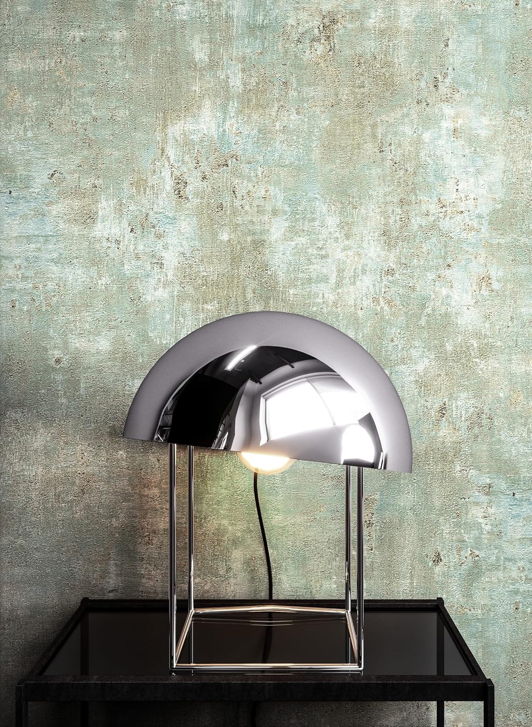 Newroom Tapete Grün Vlies Betonoptik - Industrial Putzstruktur Metallic Glanz für Wohnzimmer Schlafzimmer – Bild 3