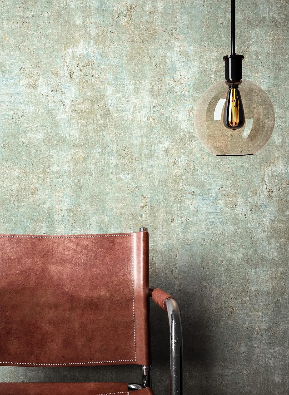 Newroom Tapete Grün Vlies Betonoptik - Industrial Putzstruktur Metallic Glanz für Wohnzimmer Schlafzimmer – Bild 4