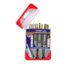 TIVOLY - Set aus Bohrern und Ausdrehern für abgebrochene Schrauben + HSS-Bohrer mit TiN-Beschichtung - Set mit 5 Bohrern und 5 Ausdrehern N1 Ø 2,5 mm/N2 Ø 3,2 mm/N3 Ø 4,8 mm/N4 Ø 6,5 mm/N5 Ø 8 mm