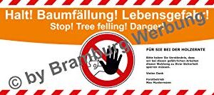 PrintGreen! 10 Absperrbanner für Forst, Holzrücker, Baumfällung, Waldarbeiten gemäß Deutschem Wald Gesetz (BW)