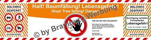 PrintGreen! 10 Absperrbanner für Forst, Holzrücker, Baumfällung, Waldarbeiten gemäß Deutschem Wald Gesetz (BW) 1 PrintGreen! 10 Absperrbanner für Forst, Holzrücker, Baumfällung, Waldarbeiten gemäß Deutschem Wald Gesetz (BW)