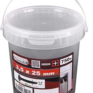 Connex Schnellbauschrauben 3,5 x 25 mm - 750 Stück - Mit Feingewinde & Bohrspitze - Trompetenkopf - PH Phillips-Antrieb - Schwarz phosphatiert / Trockenbauschrauben / Schrauben-Eimer / B30073