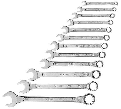 Mannesmann Brüder Gabel-Ringschlüsselsatz 12-tlg., Chrom-Vanadium-Stahl, korrosionsbeständig, Profi-Qualität, entspricht DIN 3113, ideal für Autoschrauben und Werkstatt, 6-22 mm | M 130-12DIN 1 Mannesmann Brüder Gabel-Ringschlüsselsatz 12-tlg., Chrom-Vanadium-Stahl, korrosionsbeständig, Profi-Qualität, entspricht DIN 3113, ideal für Autoschrauben und Werkstatt, 6-22 mm | M 130-12DIN