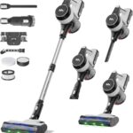 AlloyMove Akku Staubsauger 50000Pa/550W/70Min, 1.5L Staubsauger Kabellos mit Anti-Tangle-Bürste und Wandladestation, 7-Schicht-Filtersystem Super Leise für Tierhaare/Teppiche/Hartböden/Auto A01