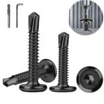 Hexizexi 100 Stück Selbstschneidende Schrauben 410 Edelstahl Flachkopf Innensechskantschrauben 5.5x19mm Bohrschrauben Schwarz mit Innensechskantbohrer Inbusschlüssel