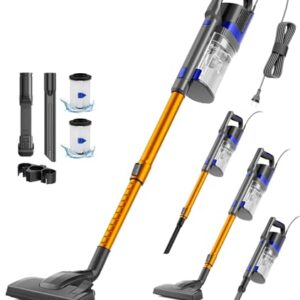 VACTechPro 60KPa/680W/7M Staubsauger, Staubsauger mit Kabel Con 800ML Pattumiera, Stielstaubsauger mit Kabel Con Design a Doppia Maniglia, Vacuum Cleaner per Pavimenti Duri, Orange