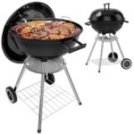 HOMELUX Holzkohlegrill, Kugelgrill mit Deckel, Ø 44cm Grillfäche, Barbecue Smoker, BBQ Grill mit Einstellbarer Luftzufuhr & Ascheschale