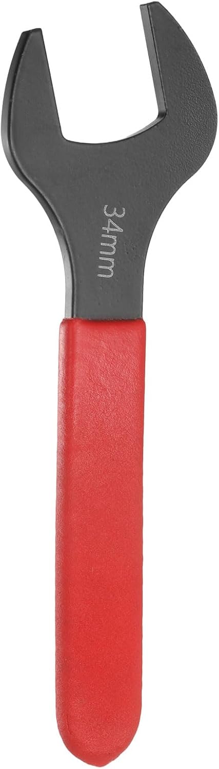 QUARKZMAN 34 mm Einseitiger Offener Maulschlüssel Metrisch 15 Grad Abgewinkelter U-Förmiger Gabelschlüssel Flacher Kopf Geschwärzter Schraubenschlüssel mit Rotem Griff Für Autoreparatur