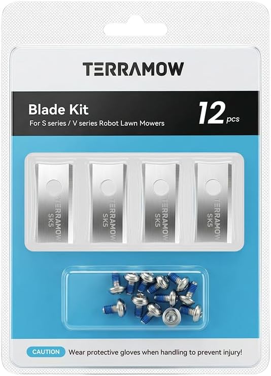TerraMow Originalzubehör: Ersatzklingen-Set mit 3×4 Rasenklingen und 12 Schrauben, kompatibel mit Robotermähern V600 & V1000