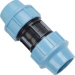 MegaHaustechnik Kupplung Muffe 32x32 PP-Fitting Klemmverbinder für PE-Rohr-Außendurchmesser 32mm, Trinkwasser geeignet, Druck 16 Bar Doppelmuffe Verbinder blau