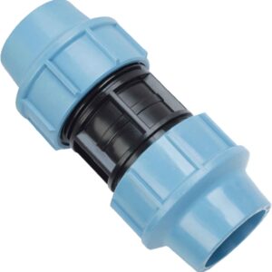 MegaHaustechnik Kupplung Muffe 32x32 PP-Fitting Klemmverbinder für PE-Rohr-Außendurchmesser 32mm, Trinkwasser geeignet, Druck 16 Bar Doppelmuffe Verbinder blau