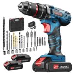 21V Akku-Schlagbohrmaschine, Akkuschrauber Set mit 2 x 2,0Ah Akkus, Akku Bohrmaschine 45Nm Max, 25+3 Drehmomentstufen Akku Bohrschrauber, 2 Geschwindigkeit & LED, 29-teiliges Zubehör, Perfekt für DIY