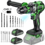 Ginour 21V Bürstenlos Akku Schlagbohrschrauber Set, 90 Nm, 2x2Ah 10C Akku, kompatibel mit Makita 18V Akku &Ladegerät, Schlagbohrfunktion, 22-tlg. Zubehör, 2-Gang, 20+3, 13mm Bohrmaschine Akkuschrauber