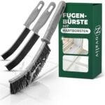 Novaliv Fugenbürste Set – 3er Set – Fugenreinigungsbürste schmal für Fliesen, Dusche, Bad – 22 cm, Grau