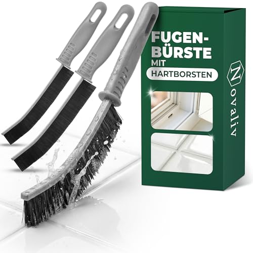 Novaliv Fugenbürste Set – 3er Set – Fugenreinigungsbürste schmal für Fliesen, Dusche, Bad – 22 cm, Grau 1 Novaliv Fugenbürste Set – 3er Set – Fugenreinigungsbürste schmal für Fliesen, Dusche, Bad – 22 cm, Grau