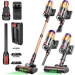 Retoo Stielstaubsauger Beutellos 550W, Staubsauger 50000PA, LED, Handstaubsauger Tankinhalt 1,5L, 2200mAH, Hand und Vertikal für Hartböden Teppiche Tierhaare Vacuum Cleaner