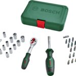 Bosch Ratschen / ¼"Steckschlüsselsatz-Set, 34-teilig (hochwertiger und vielseitiger Steckschlüsselsatz für zahlreiche Heimwerkeraufgaben; ergonomischer Griff mit Softgrip; magnetische Bit-Aufnahme)