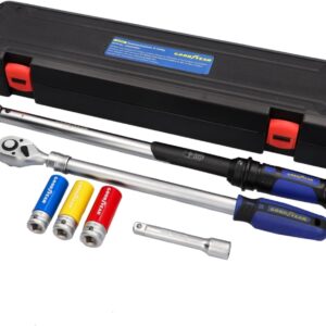 Goodyear Radwechselset, 6-teilig, Drehmomentschlüssel + Umschaltknarre + 3-TLG. Steckschlüsselsatz + Verlängerung, Box