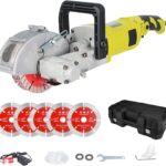 Mauernutfräse,4000W Elektrische Mauernutfräse Schlitzfräse, 7500rpm-einstellbare Tiefe/Breite-5×125mm Blätter, Wasserpumpe mit 3m Schlauch-Staubfrei mit Absauganschluss, für Beton, Marmor, Ziegel.
