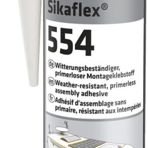Sika – Montageklebstoff – Sikaflex-554 weiß – ideal für große Bauteile und hohe dynamische Belastung – alterungs- und witterungsbeständig – 300 ml (Verpackung kann variieren)