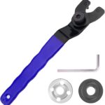 Rybtd Winkelschleifer Stiftschlüssel Universal Verstellbar Zapfenschlüsse Stirnlochschlüssel 8-48 mm Schraubenschlüssel Einstellbar mit Innensechskantschlüssel und 2 Flansch（Blau）