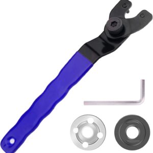 Rybtd Winkelschleifer Stiftschlüssel Universal Verstellbar Zapfenschlüsse Stirnlochschlüssel 8-48 mm Schraubenschlüssel Einstellbar mit Innensechskantschlüssel und 2 Flansch（Blau）