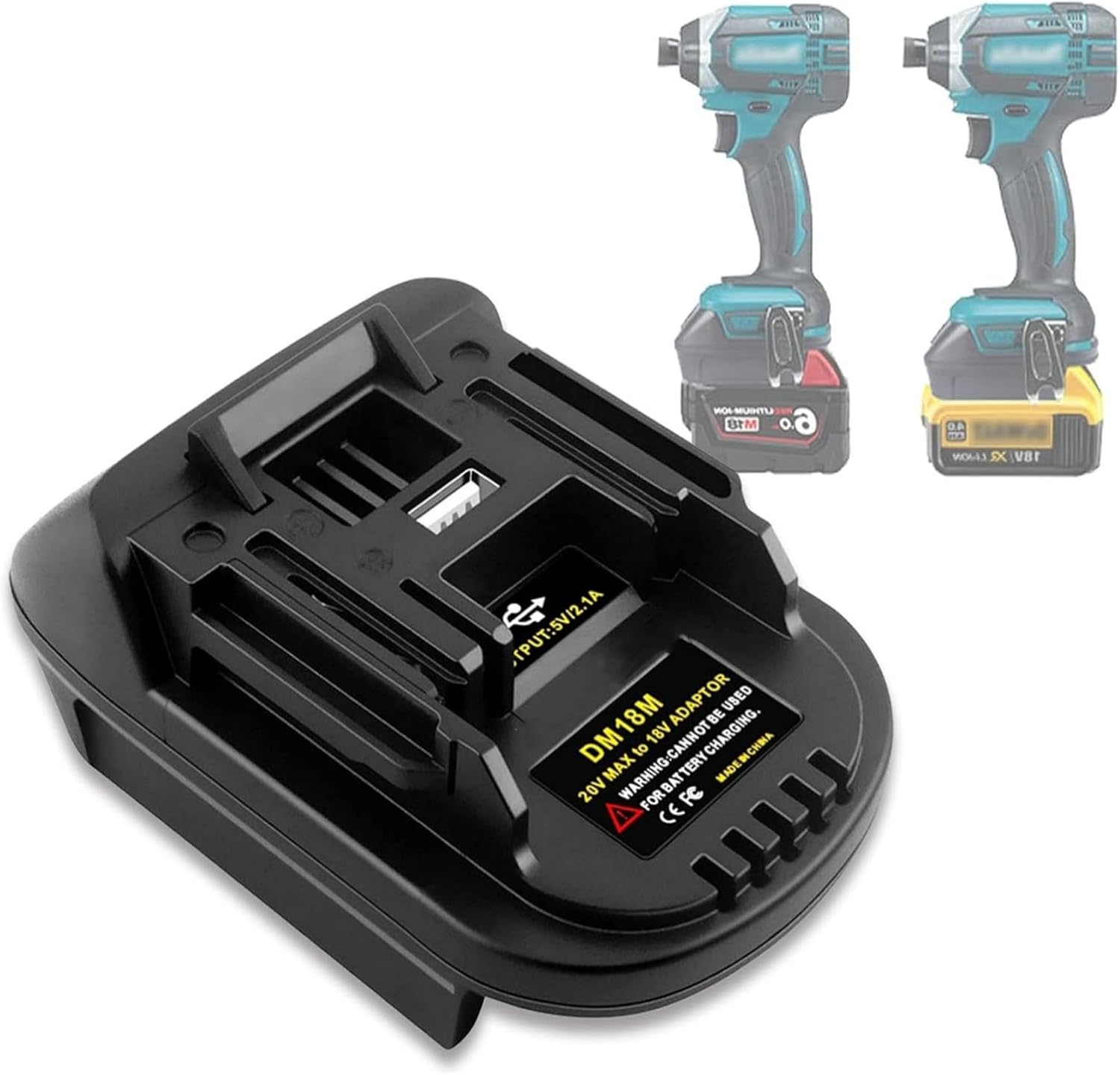 DM18M Akku-Adapter für Milwaukee M18 auf Makita, Adapter für Dewalt 18V 20V Akku auf Makita 18V-Elektrowerkzeugen (Keine Batterie)