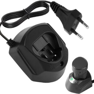 12V Li-Ion Ladegerät für Bosch, 10.8V-12V Akku Schnellladegerät, FCC-Zertifiziert, Bietet Schutz Kurzschluss, Slide-In-Schnittstelle Akkuladegerät für BAT411, BAT412, BAT413, BAT414（EU-Stecker）