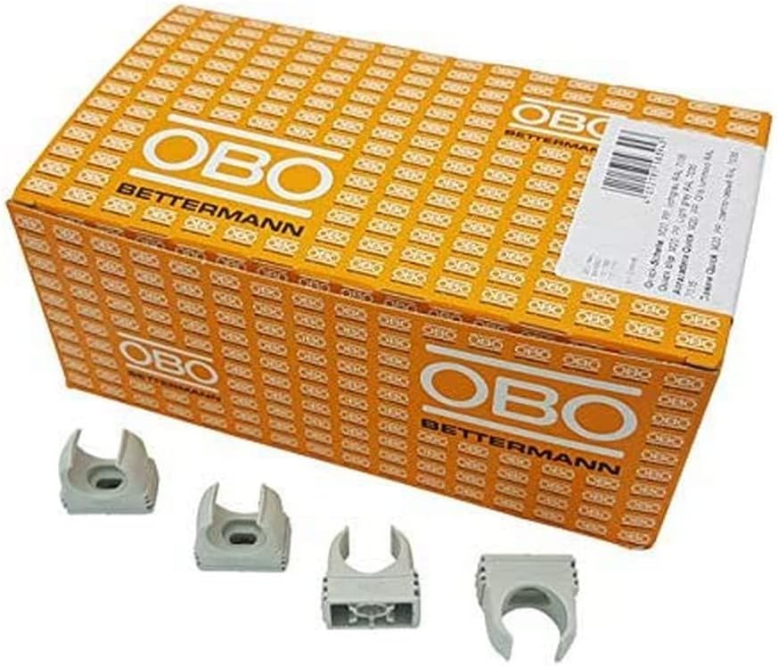 OBO 100x Bettermann M20 Quick-Schellen | Klemmschelle | Rohrschelle | anreihbar | lichtgrau | 20mm | 100 Stück