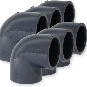Paradies Pool PVC Fitting Winkel 90°, Ø 50mm mit Klebemuffen, PVC-U Muffe Rohrverbinder Klebefitting 90 Grad zum verkleben, Qualität aus Europa, Menge: 6 Stück