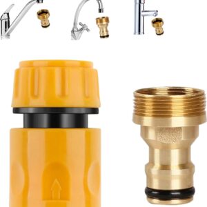 Wasserhahn Adapter,Küchenarmatur Schlauchverbinder & Ende Schnellverbinder, Küchenspüle zu Außenschlauch, Rohrverschraubung,Gartenschlauch Anschluss, für Standard Innengewinde Hahn