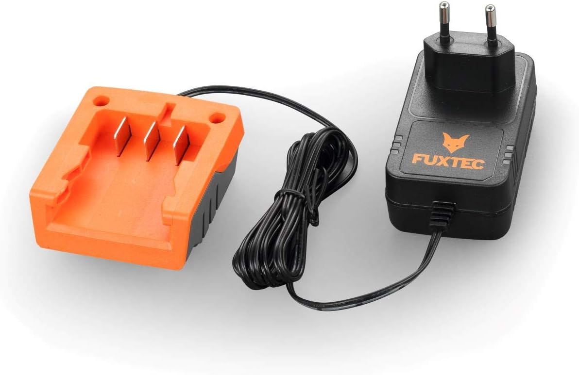 FUXTEC Li-Ion Ladegerät 1A 25W FX-E1LG1A – für 2Ah & 4Ah Batterie passend für alle FUXTEC 20 Volt Gartengeräte – Ladespannung 20.9V