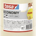 tesa Malerband ECONOMY - Vielseitiges Klebeband für Malerarbeiten ohne Lösungsmittel - Bis zu 4 Tage nach Gebrauch rückstandslos entfernbar (50m x 50mm | 3 Rollen, Single)