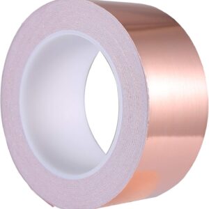 50mm X 25M Kupferband Kupferfolienband EMI Kapton Tape Abschirmband Kupferfolie Kupferband Selbstklebend Klebeband Schneckenband Schneckenschutz (50mmX25M)