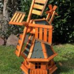 dekorative handgefertigte Garten Windmühle aus Holz kugelgelagert I imprägniert in Braun I wetterfest I Windrad hinten am Kopf I Größen (Grün L)