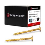 SCREW REBEL® Tellerkopfschrauben 8x120mm – [50 Stück], – Kraftsparend dank Reibteil & Cut-Spitze – selbstschneidend, TX40 Antrieb – Holzbauschrauben mit ETA-Zulassung – CrVI-frei & korrosionsbeständig