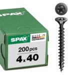 Spax Universalschraube, Senkkopf, schwarz, T-STAR plus, Vollgewinde (4x40 mm 200 Stück)
