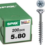 SPAX Schrauben mit T-STAR plus Senkkopf, Teilgewinde, Blank Verzinkt, 5,0 x 80 mm - 500 Stück