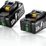 2 Stück 18V 8.0Ah/8000mAh Li-ion Akku Ersatzakku für makita 18V Akku BL1850 BL1850B BL1830 BL1860B BL1845 BL1835 BL1815 194205-3 LXT-400 BL1860 with LED Werkzeugakku