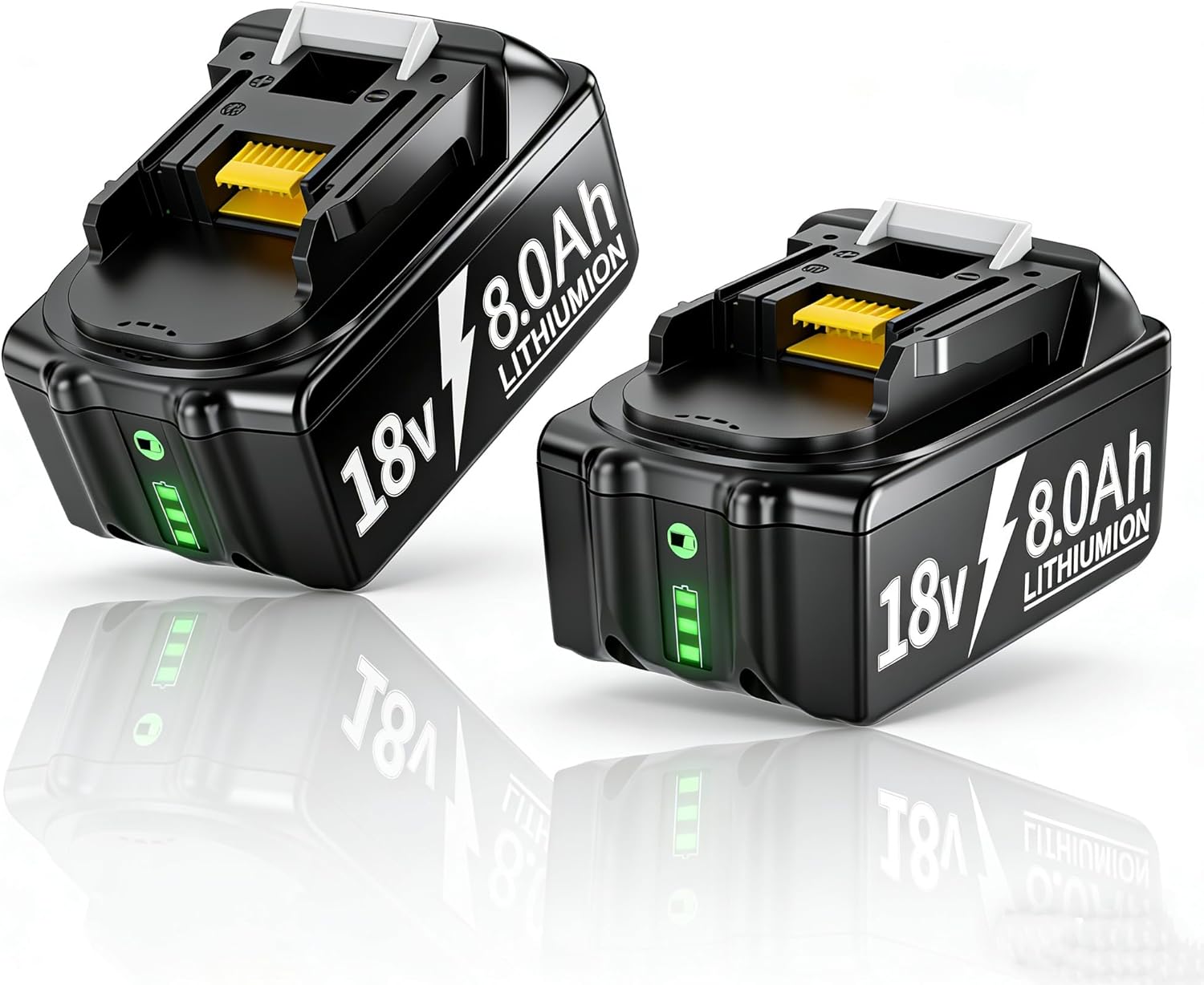 2 Stück 18V 8.0Ah/8000mAh Li-ion Akku Ersatzakku für makita 18V Akku BL1850 BL1850B BL1830 BL1860B BL1845 BL1835 BL1815 194205-3 LXT-400 BL1860 with LED Werkzeugakku