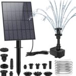 AISITIN Solarbrunnen für Draussen 3.5W, DIY Solar Springbrunnen für Außen mit 9 Fontänenstile Solar Teichpumpe mit 1.5m Wasserleitung+Feste Pfähle,Wasserpumpe für Garten,Teich,Vogelbad,DIY-Wasserspiel