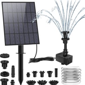 AISITIN Solarbrunnen für Draussen 3.5W, DIY Solar Springbrunnen für Außen mit 9 Fontänenstile Solar Teichpumpe mit 1.5m Wasserleitung+Feste Pfähle,Wasserpumpe für Garten,Teich,Vogelbad,DIY-Wasserspiel