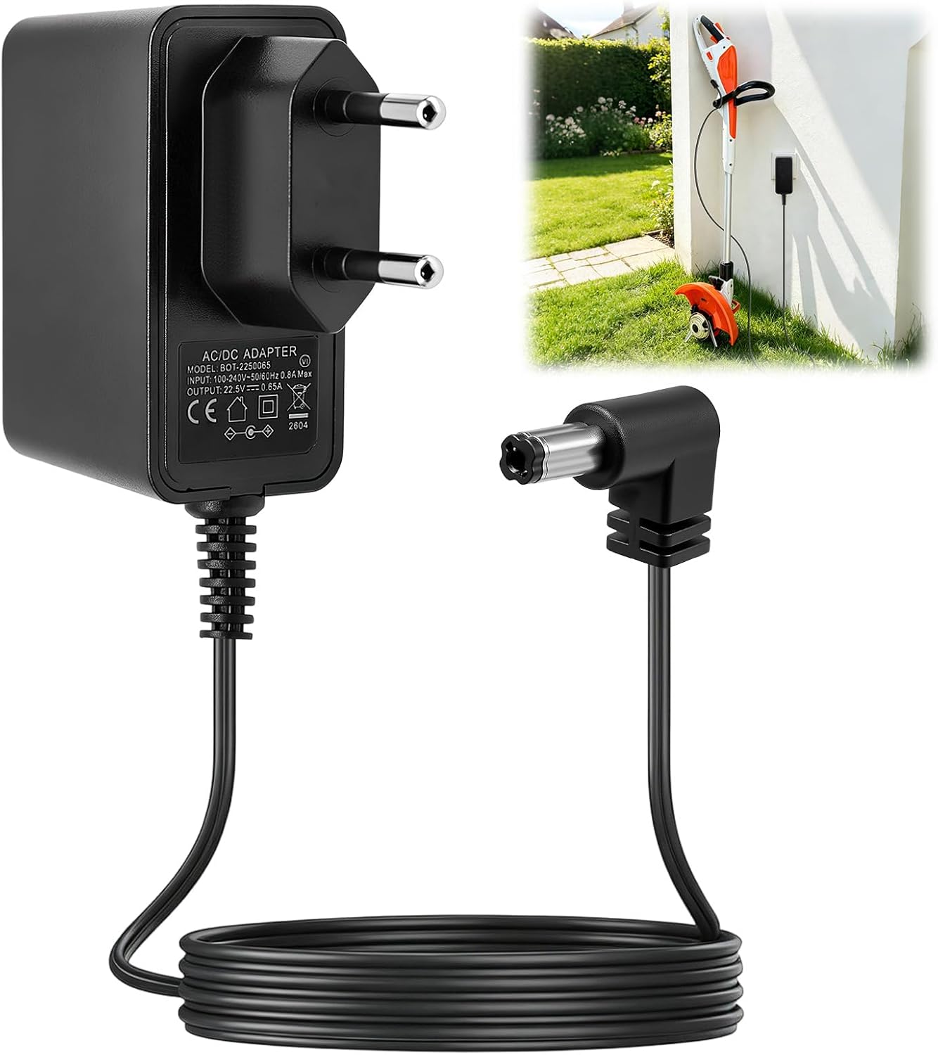 Ladekabel für STIHL FSA45 BGA45 HSA45 22,5V 0,65A Ladegerät AC Adapter Kompatibel mit 45114005603 45114005602 Batteriebetrieben Rasentrimmer Heckenschere 1.8M